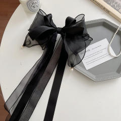 Oversize organza bow layer french barrette hair clips
