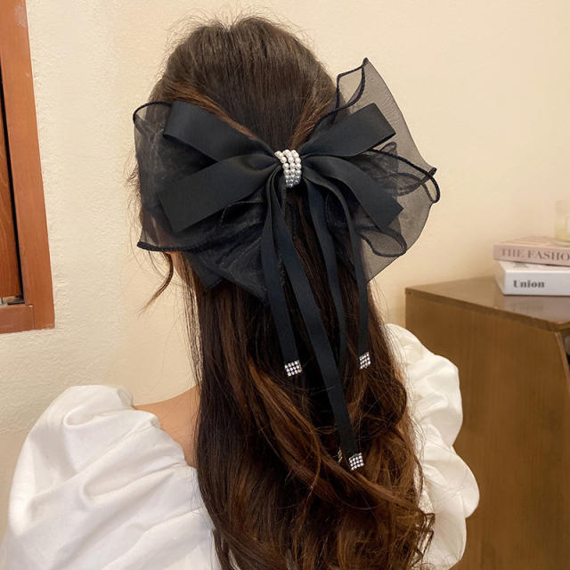 Oversized layer bow french barrette hair clips