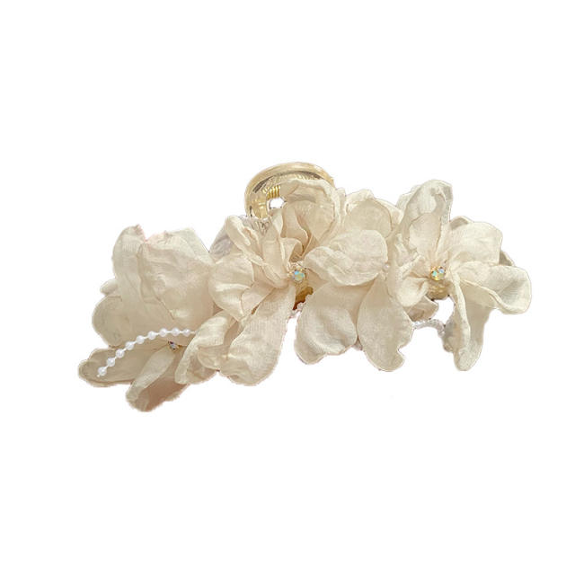 INS summer fabric flower women hair claw clips