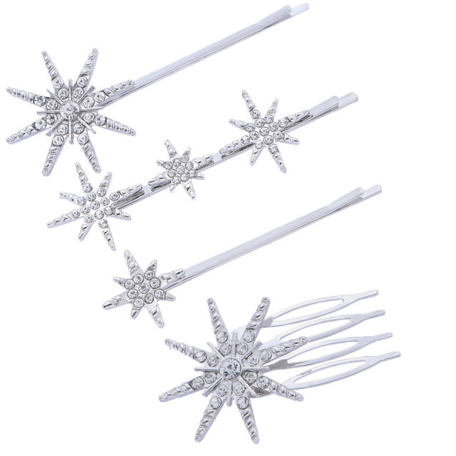 4pcs set diamond star women hair clips bobby pins set