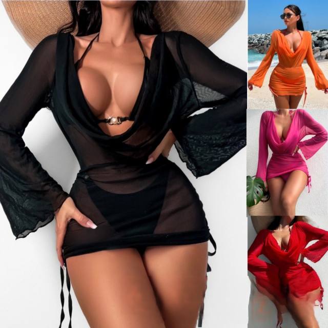 3pcs set sexy plain color bikini swimsuit and cover set
