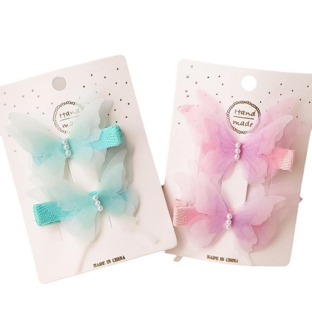 Springs pretty butterfly duckbill hair clips for kids