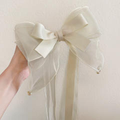 Oversize organza bow layer french barrette hair clips