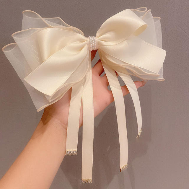 Oversized layer bow french barrette hair clips