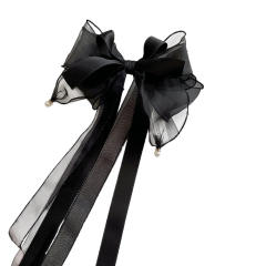 Oversize organza bow layer french barrette hair clips