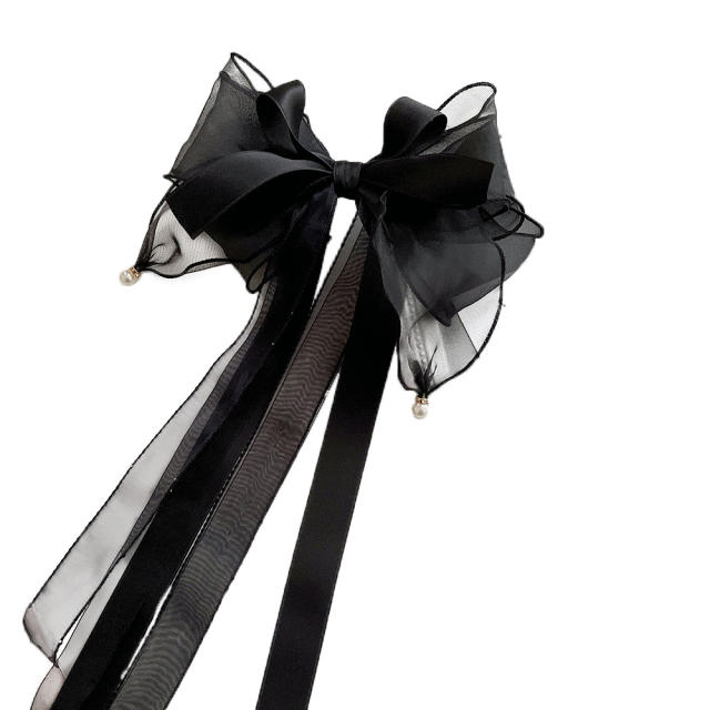 Oversize organza bow layer french barrette hair clips