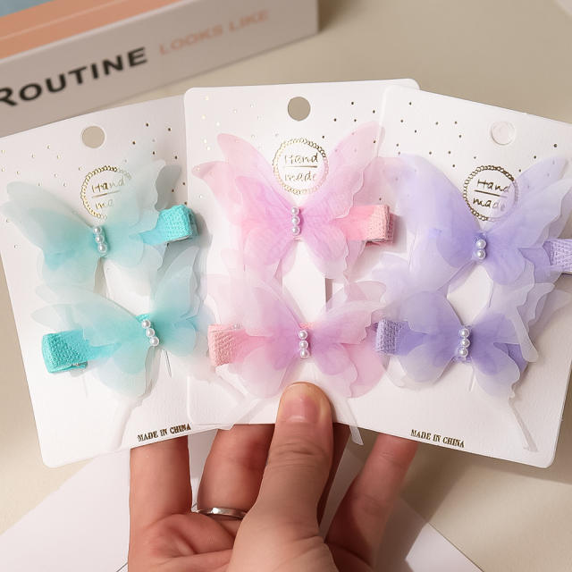Springs pretty butterfly duckbill hair clips for kids