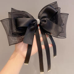 Oversized layer bow french barrette hair clips