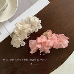 INS summer fabric flower women hair claw clips