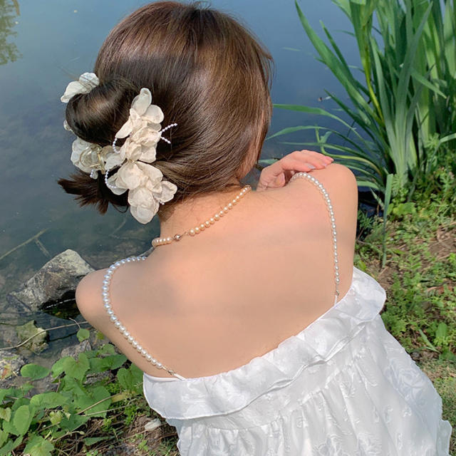 INS summer fabric flower women hair claw clips
