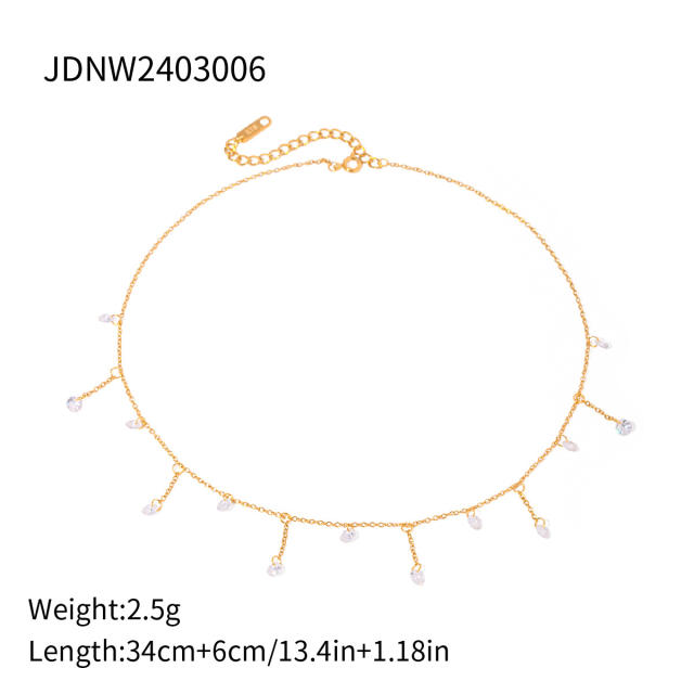 INS dainty crystal bead stainless steel necklace collection