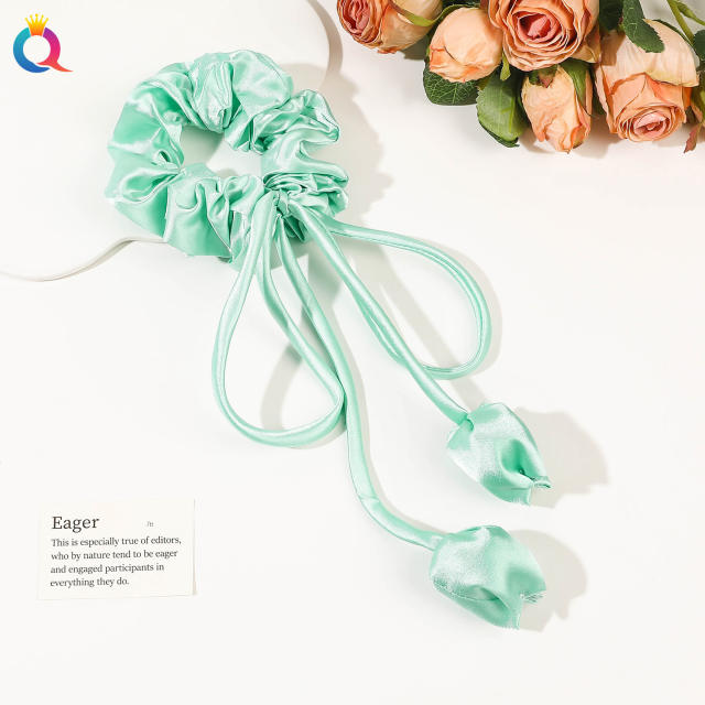 Spring summer tulip design satin scrunchies