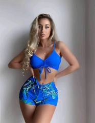 High waist summer pattern women two piece swimsuit