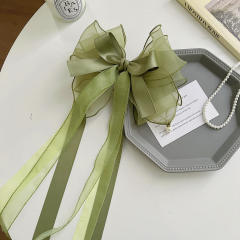 Oversize organza bow layer french barrette hair clips