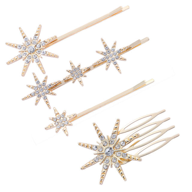 4pcs set diamond star women hair clips bobby pins set