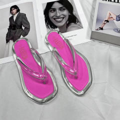 Summer fashion jelly color clear flip flops sandals