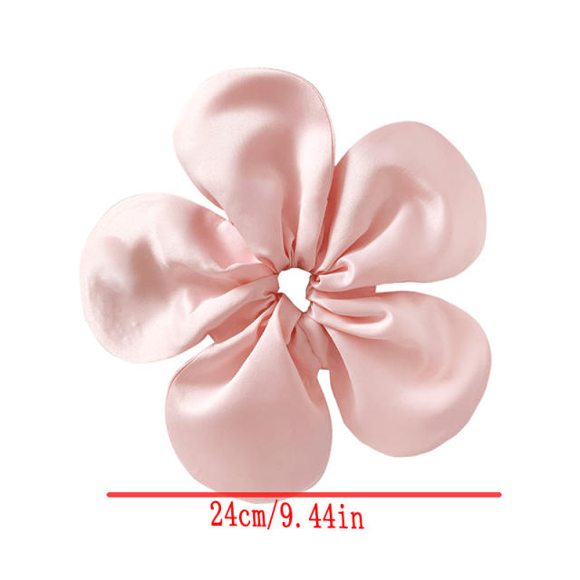 Oversized satin flower women scrunchies hot sale