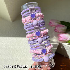 15PCS set colorful high elastic hair ties set for kids