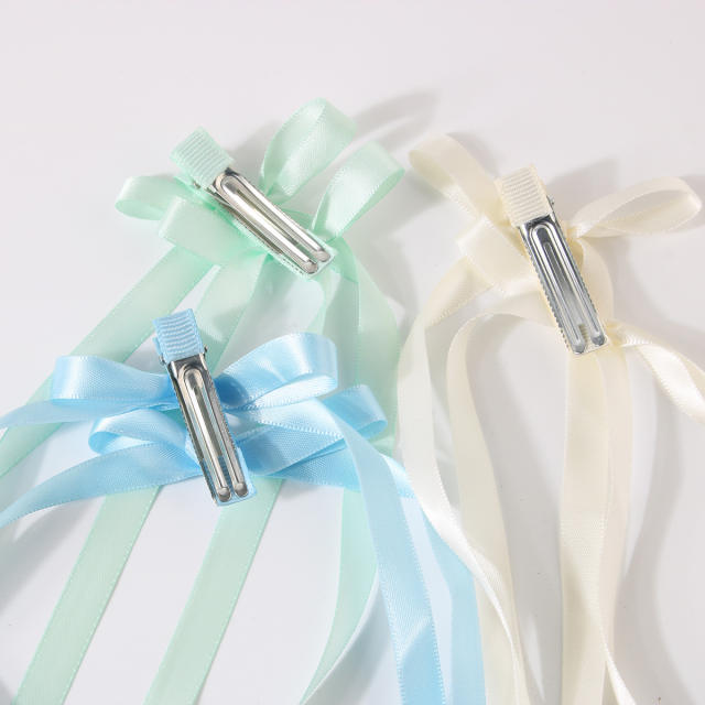 Hot sale ribbon bow long hair clips for women