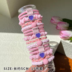 15PCS set colorful high elastic hair ties set for kids