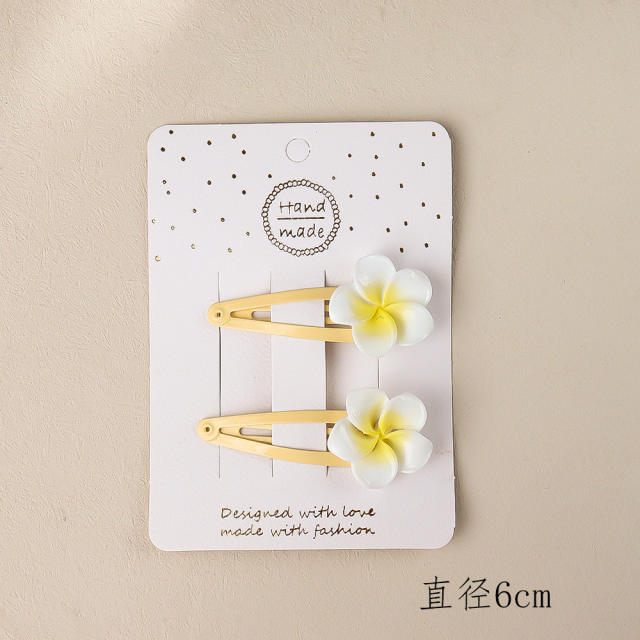 Spring summer plumeria flower hair clips hair ties collection for kids