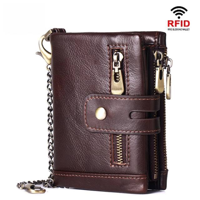 RFID Genuine Leather with chain wallet for men