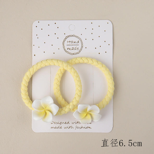 Spring summer plumeria flower hair clips hair ties collection for kids