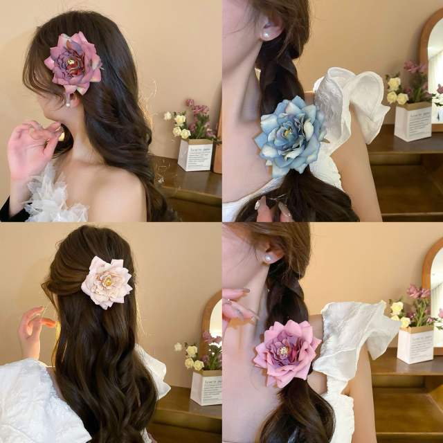 Hot sale fabric flower duckbill hair clips brooch collection for women