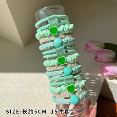 15PCS set colorful high elastic hair ties set for kids