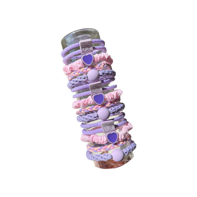 15PCS set colorful high elastic hair ties set for kids