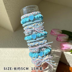 15PCS set colorful high elastic hair ties set for kids