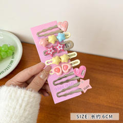 Y2K hot sale silver pink color duckbill hair clips set 7pcs