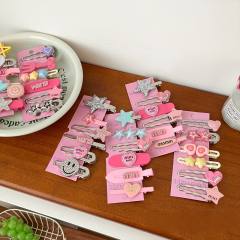 Y2K hot sale silver pink color duckbill hair clips set 7pcs