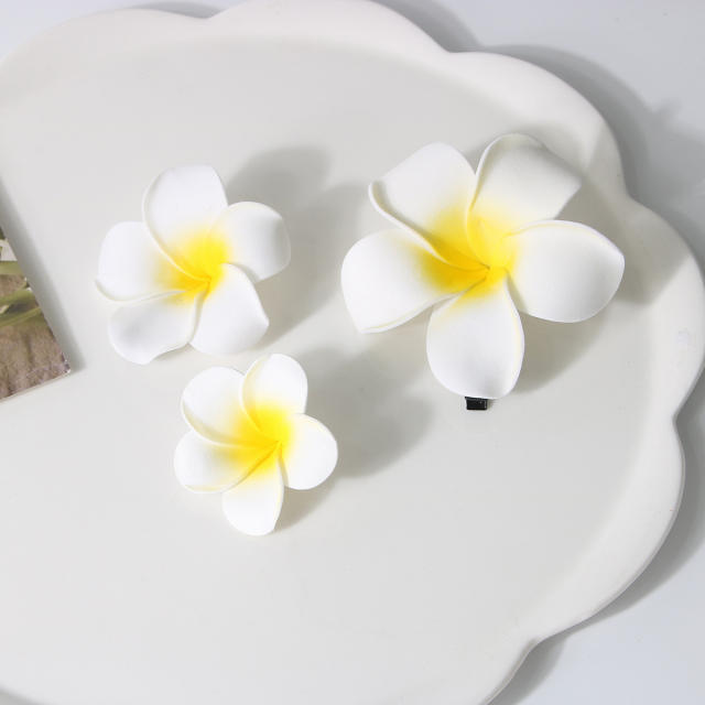 Popular beach holiday plumeria flower duckbill hair clips collection