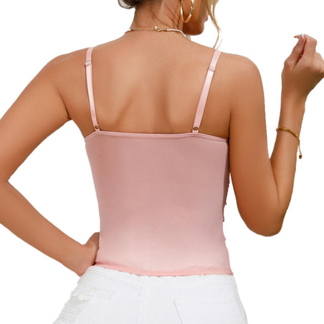 Sexy sweet pink color lace corset tops for women