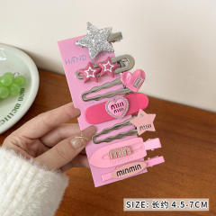 Y2K hot sale silver pink color duckbill hair clips set 7pcs
