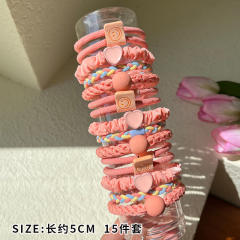 15PCS set colorful high elastic hair ties set for kids