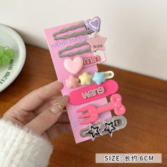 Y2K hot sale silver pink color duckbill hair clips set 7pcs