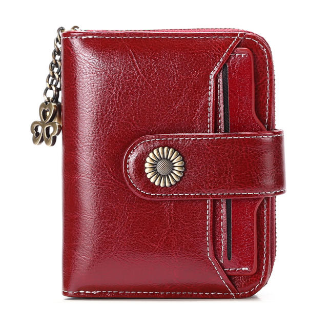 Korean fashion Genuine Leather daisy flower accessory women wallet purse
