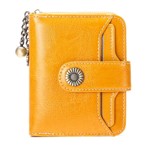 Korean fashion Genuine Leather daisy flower accessory women wallet purse