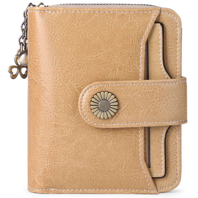 Korean fashion Genuine Leather daisy flower accessory women wallet purse