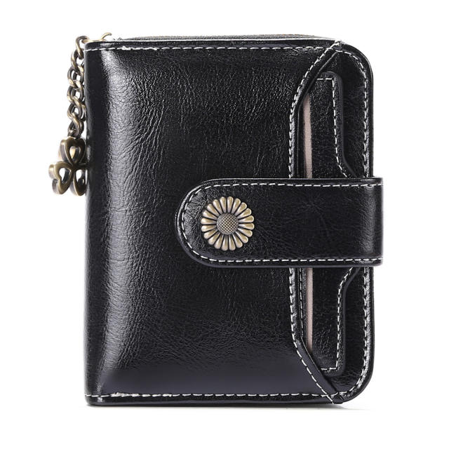 Korean fashion Genuine Leather daisy flower accessory women wallet purse