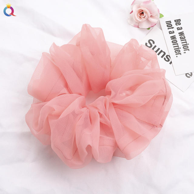 Spring summer oversized organza plain color scrunchies