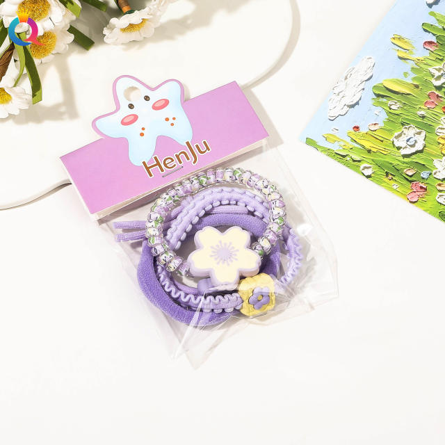 4pcs spring summer candy color women hair ties set