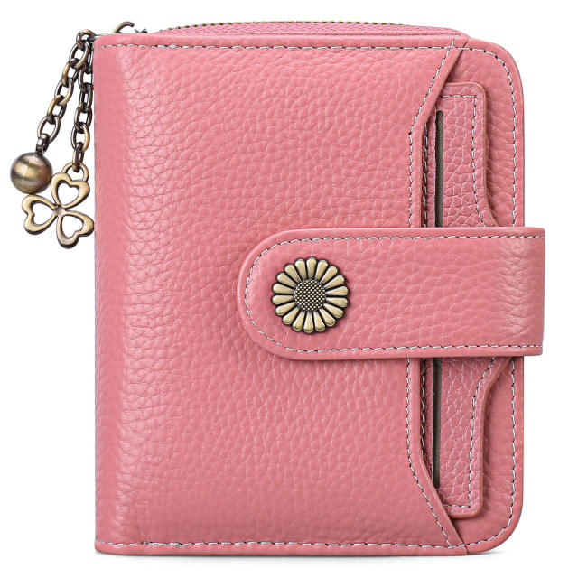 Korean fashion Genuine Leather daisy flower accessory women wallet purse