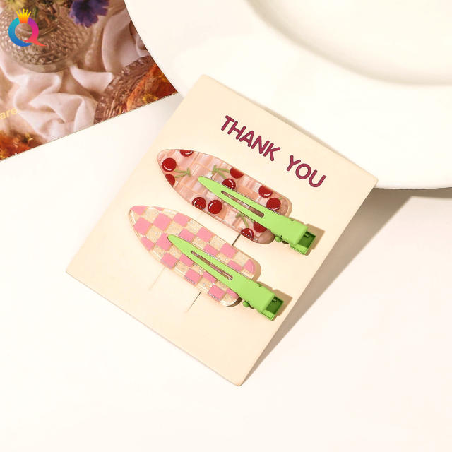 2PCS Summer design bright color makeup hair clips set