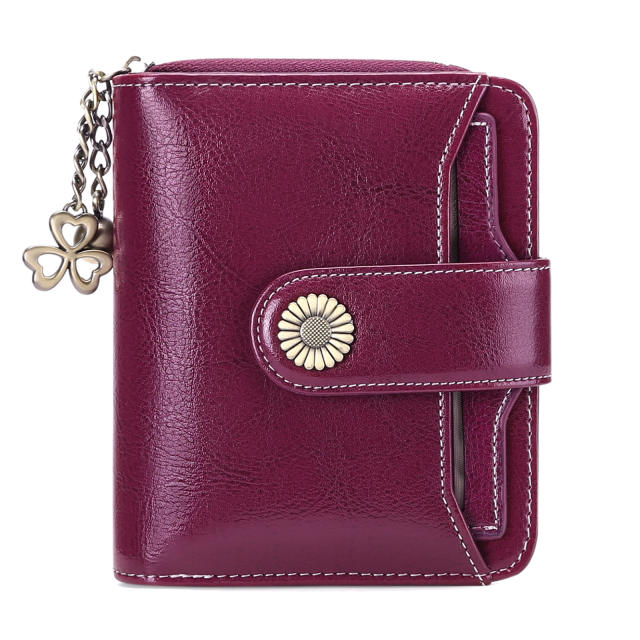 Korean fashion Genuine Leather daisy flower accessory women wallet purse