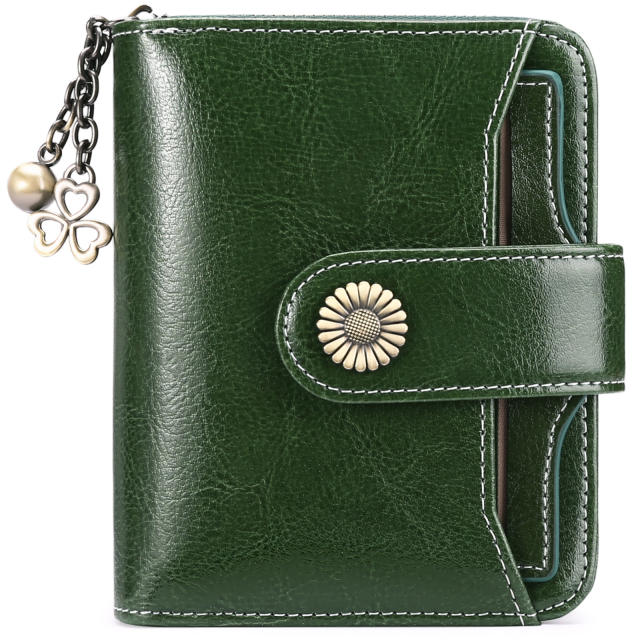 Korean fashion Genuine Leather daisy flower accessory women wallet purse