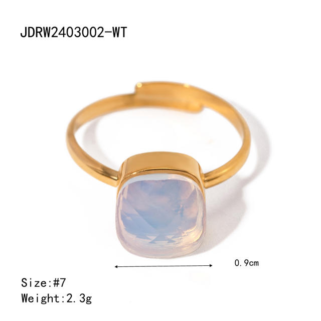 18KG spring summer candy color resin statement stainless steel finger rings