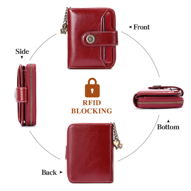 Korean fashion Genuine Leather daisy flower accessory women wallet purse